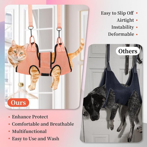 Dog/Cat Grooming Hammock, Pet Grooming Hammock with Security Strap - Picture 7 of 8